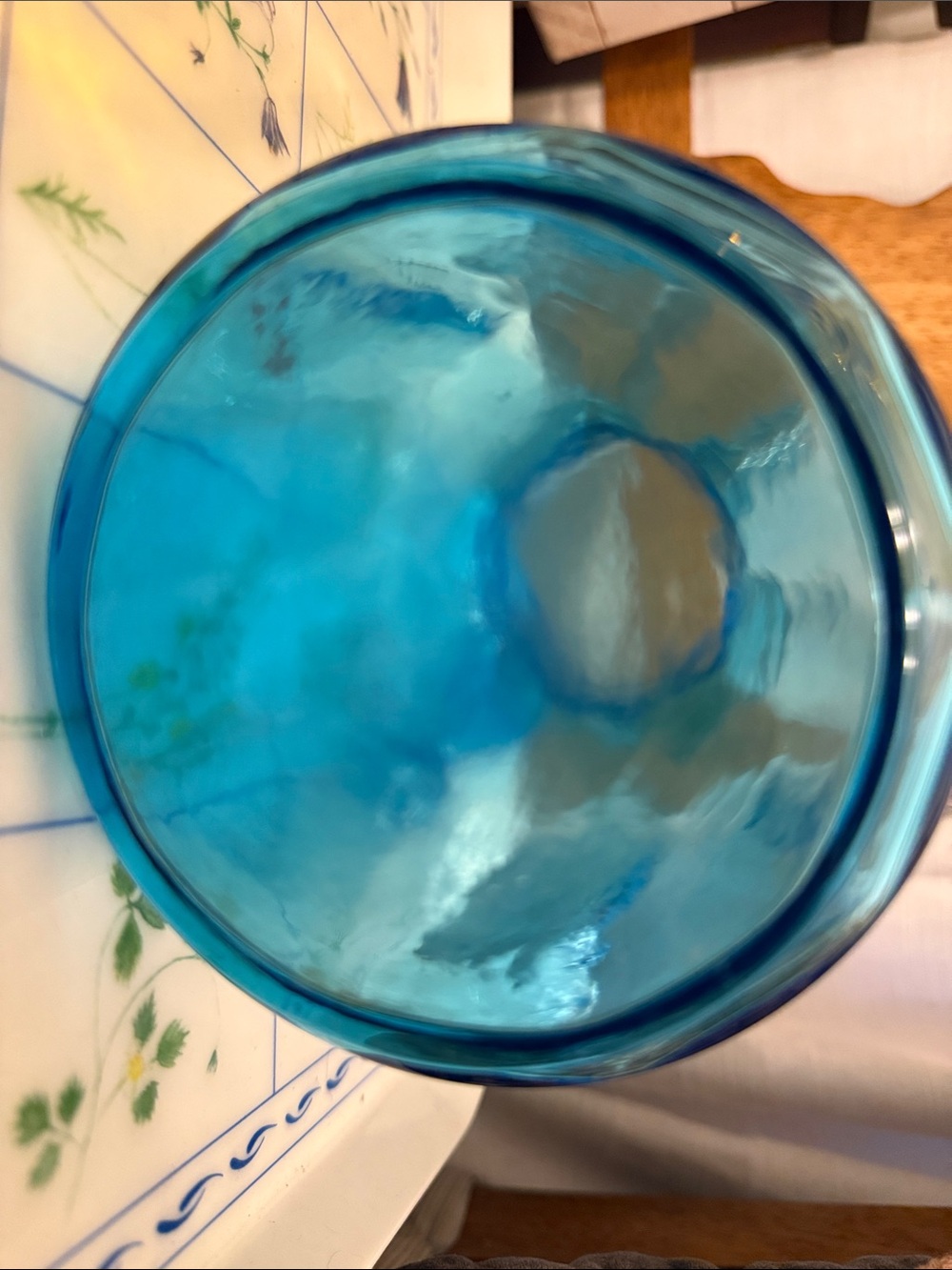 Aqua Blue Glass small Pitcher - Picture 5 of 6